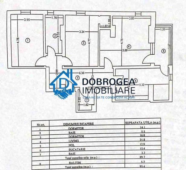 Apartament cu 3 camere decomandat, mobilat în Central