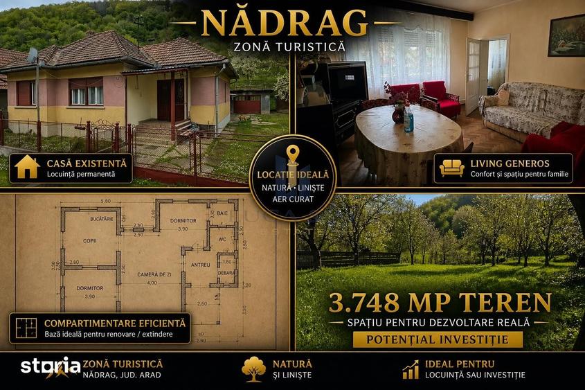 Casă cu 3 camere cu Teren 3748 Mp în Nădrag