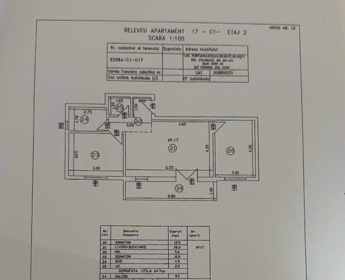 Apartament cu 3 camere în Dobroești