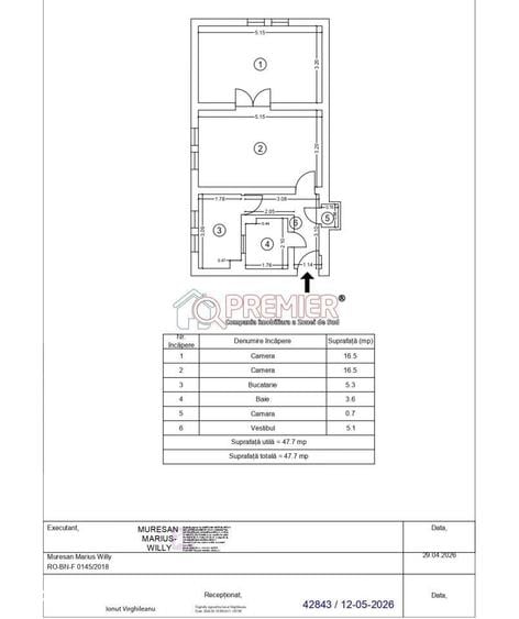 Apartament cu 2 camere în Giurgiului