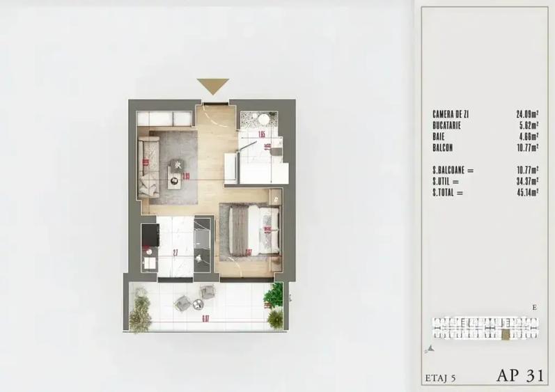 Apartament cu 2 camere decomandat în Theodor Pallady