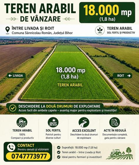 Teren de 18000 mp, în Roit