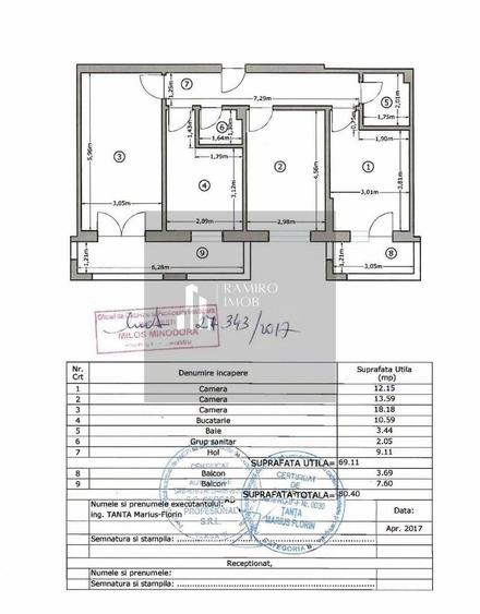 Apartament cu 3 camere decomandat în Metalurgiei