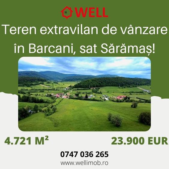 Teren extravilan de 4721 mp, în Sărămaș