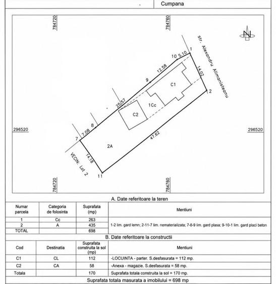 Teren Construcții intravilan de 698 mp, în Cumpăna