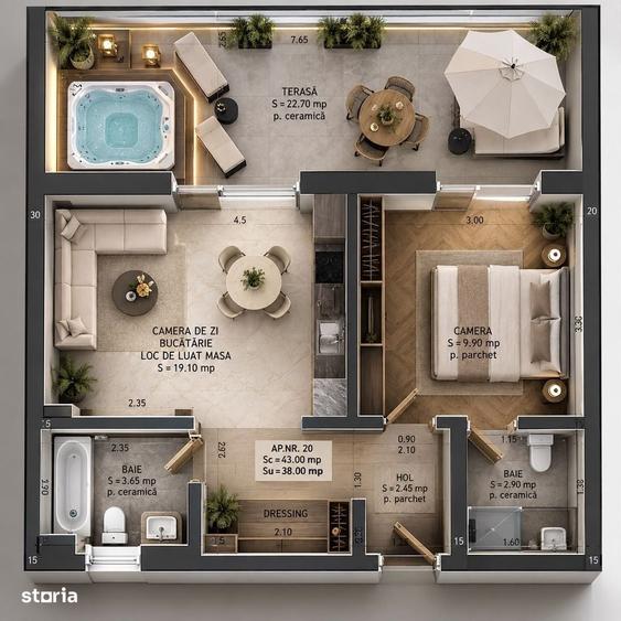 Apartament cu 3 camere în Central