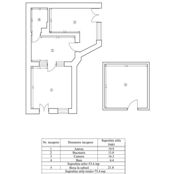 Apartament cu 2 camere în Central