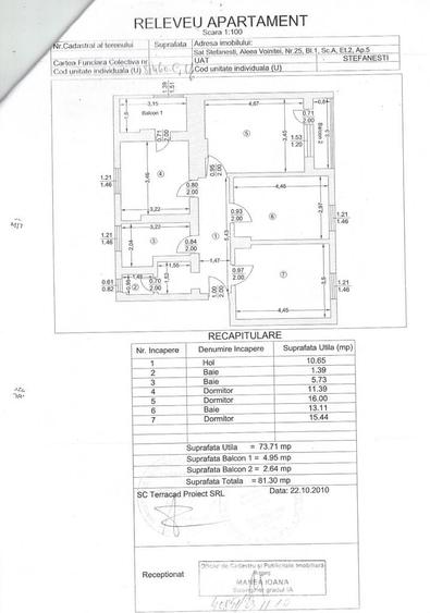 Apartament cu 3 camere decomandat în Ștefănești