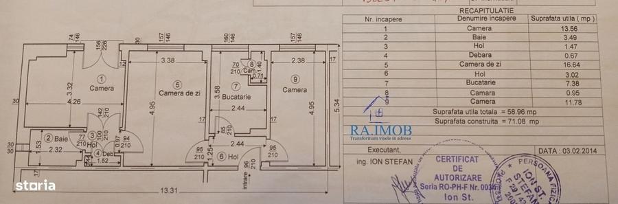 Apartament cu 3 camere semidecomandat în Ultracentral
