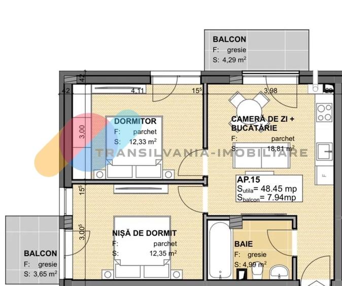 Apartament 3 camere, 48 mp, parcare subterana-Apahida - 8