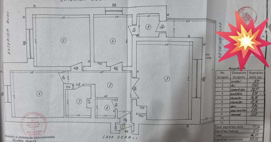 Proprietar vand apartament decomandat 3 camere (configurat in prezent cu 4 camere ), 79,22 mp utili, bloc tip vila Bistrita Lac - 7