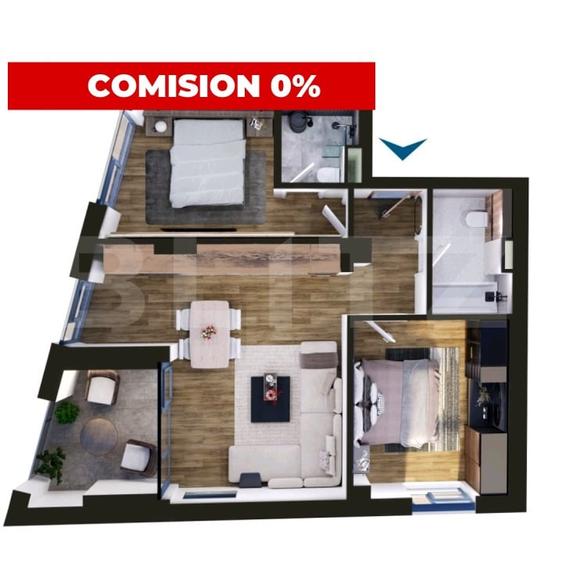 Comision 0 | Apartament de vanzare, cu 3 camere, 69 mp, zona Torontalului - 1