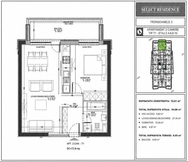 Apartament cu 2 camere decomandat în Dudești