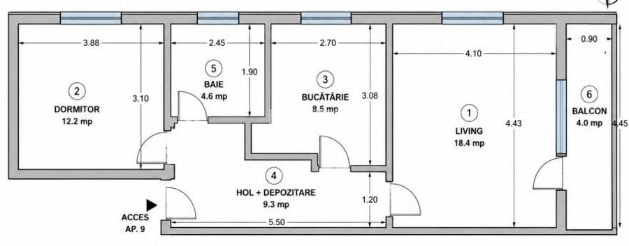 Apartament cu 2 camere decomandat în Valea Lupului