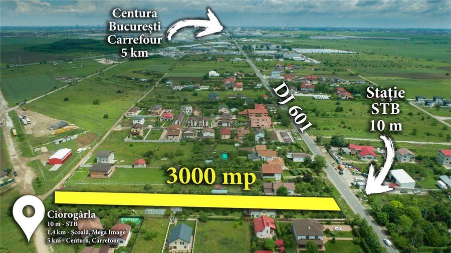 Teren Construcții intravilan de 3000 mp, în Ciorogârla
