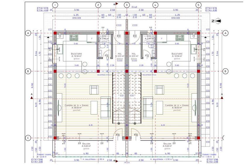 Duplex cu 4 camere cu Canalizare în Chinteni