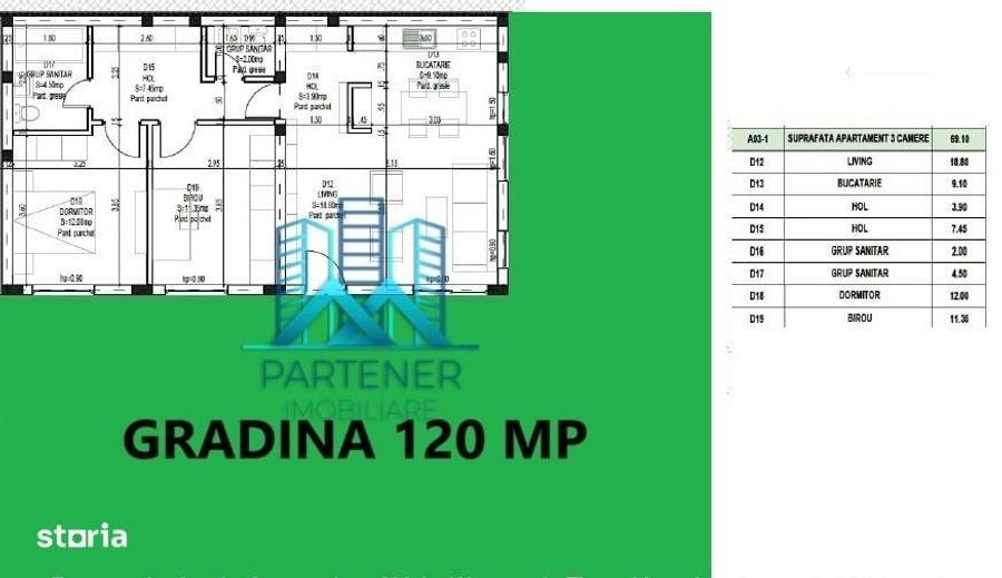 Apartament cu 3 camere în Rediu