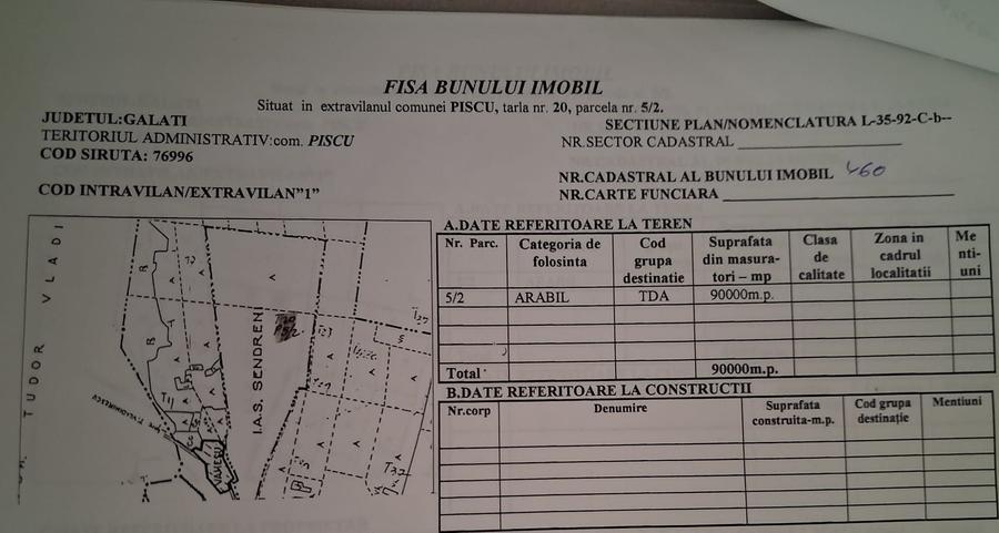 Teren de 140000 mp, în Exterior Vest