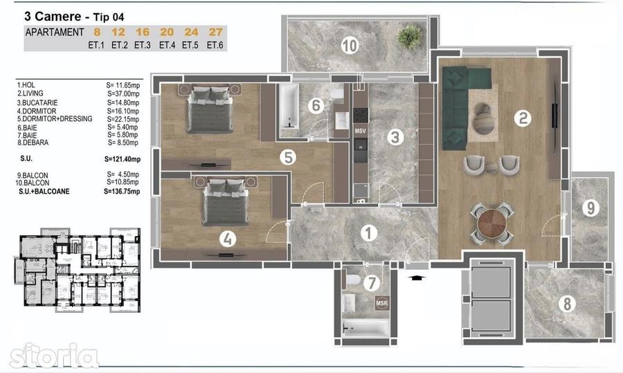 Apartament cu 4 camere în Berceni