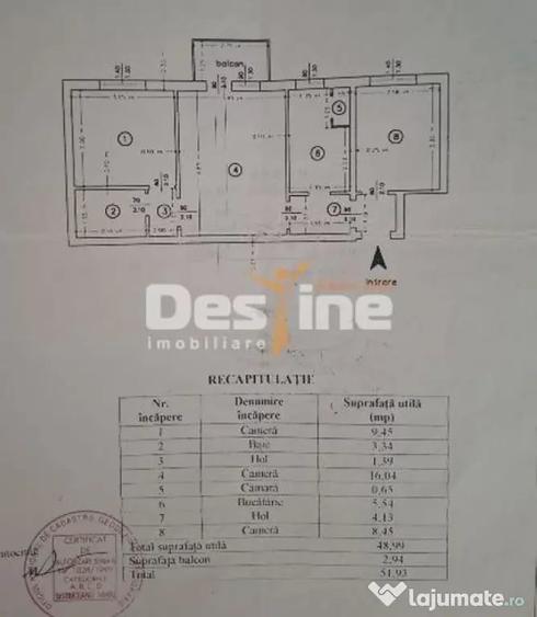 Apartament cu 3 camere semidecomandat în Sud