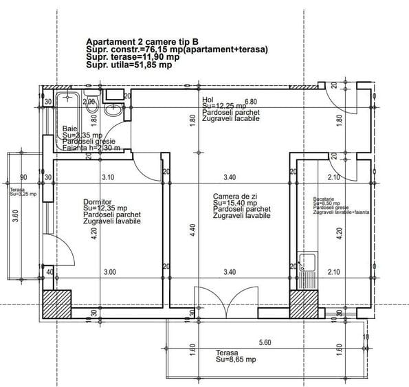 Apartament cu 2 camere decomandat în Abator