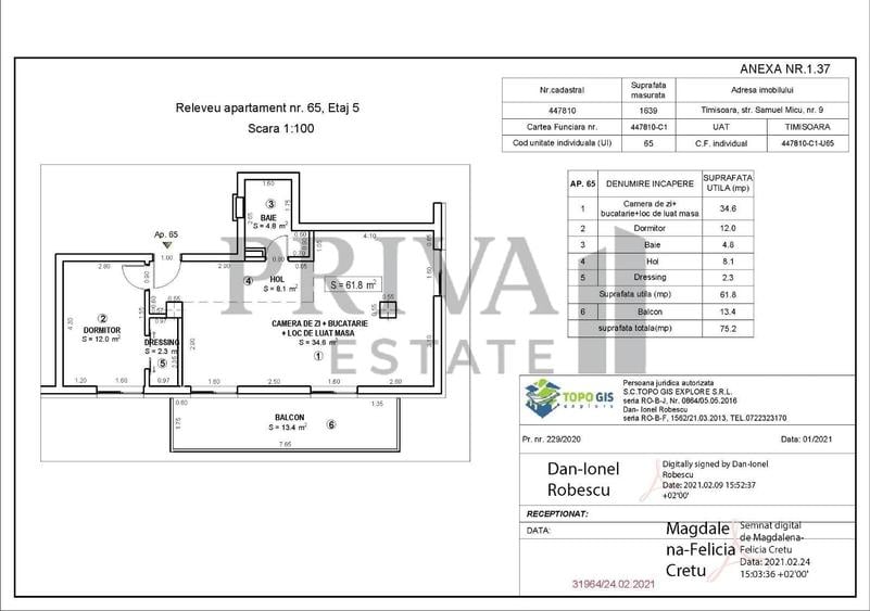 Apartament de lux, 2 camere, 62 mp + 13 mp terasa, loc de parcare - 7