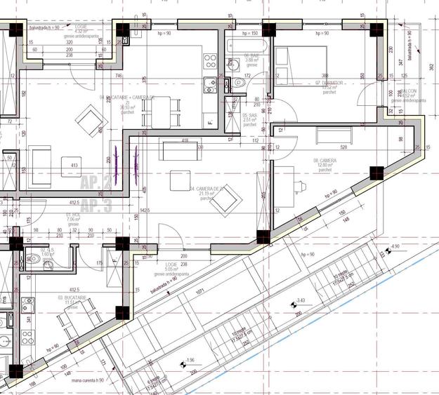 Apartament cu 3 camere semidecomandat în Central