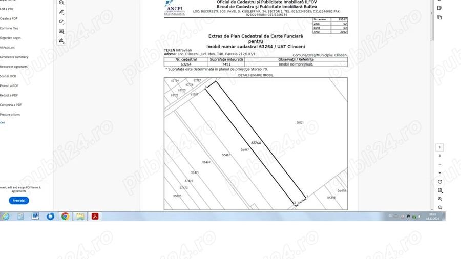 Teren de 7453 mp, în Clinceni