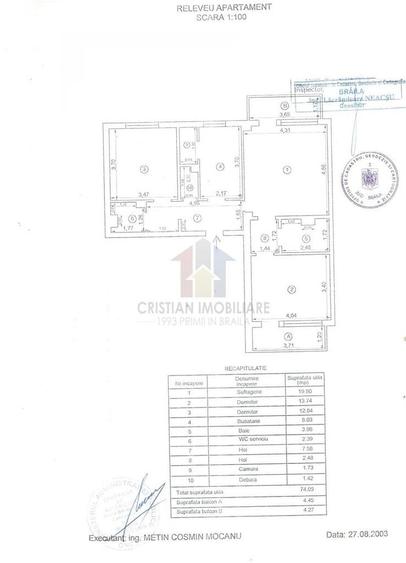 Apartament cu 3 camere decomandat în Buzaului