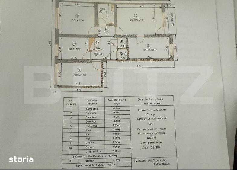 Apartament cu 4 camere decomandat în Aleea Trandafirilor