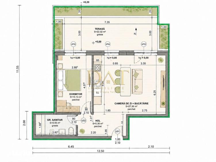 Apartament cu 2 camere în Iris