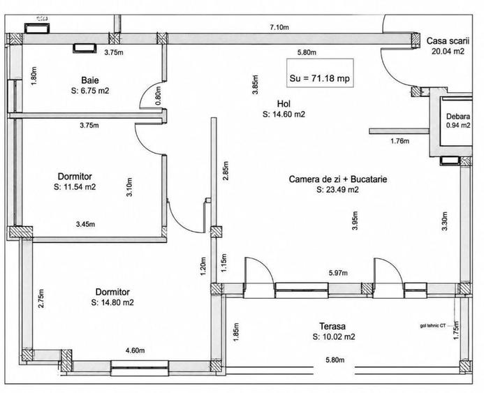 Apartament cu 3 camere în Piața Cluj