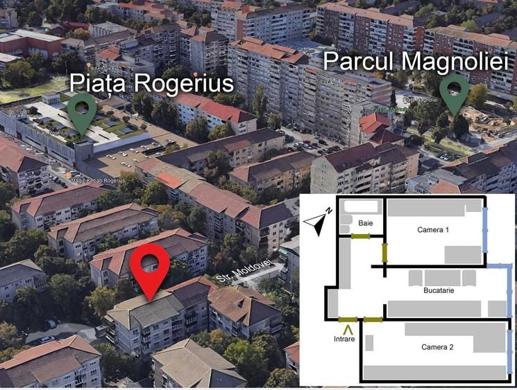Apartament cu 2 camere decomandat în Rogerius