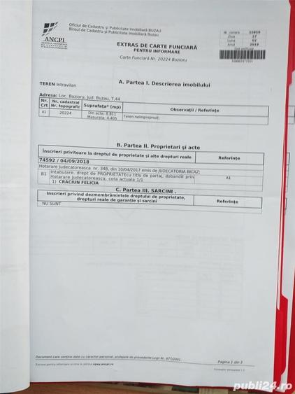 Teren de 1998 mp, în Bozioru