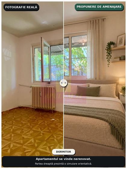 Apartament cu 2 camere semidecomandat în Apusului