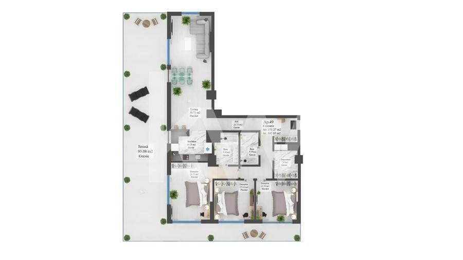 Apartament cu 4 camere decomandat în Calea București