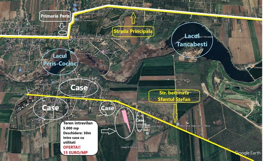 Proprietar - Investiție sigură – 5.000 mp intravilan între case, Periș - 15€/mp - 2
