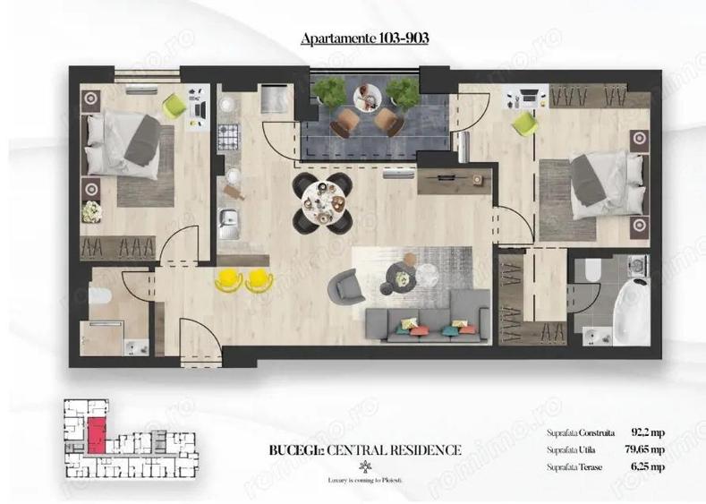 Vanzare apartament 3 camere | Bucegi 12 Central Residence bloc nou, - 1