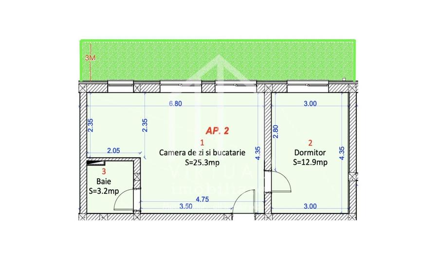 Apartament cu 2 camere, 41mp utili, gradina 25mp, parcare, Selimbar - 1