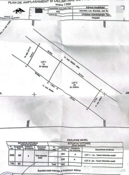 Teren intravilan, 284 mp, pretabil investitie, zona Braniste - 1