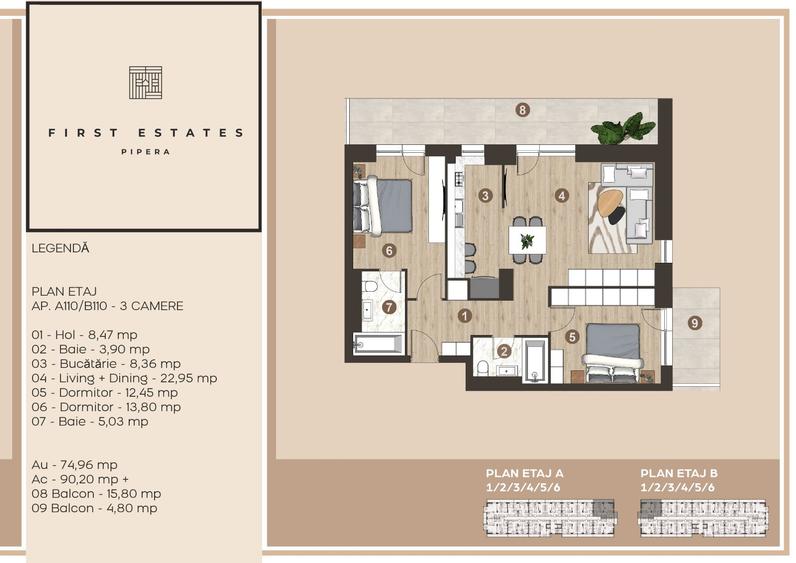 Apartament Finalizat 3 camere First Estates Pipera + parcare inclusa - 7