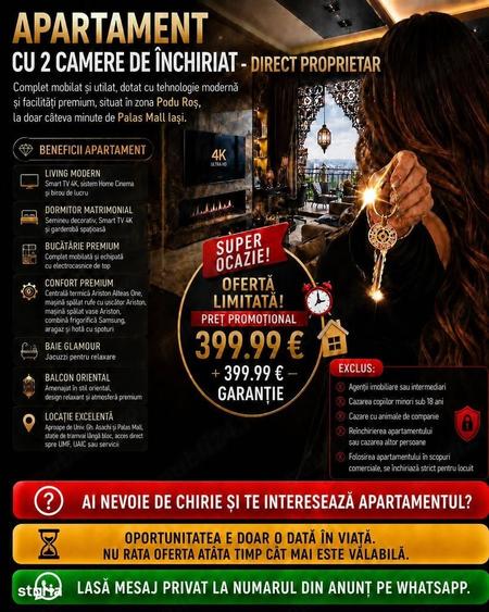 Apartament cu 2 camere decomandat în Podu Roș