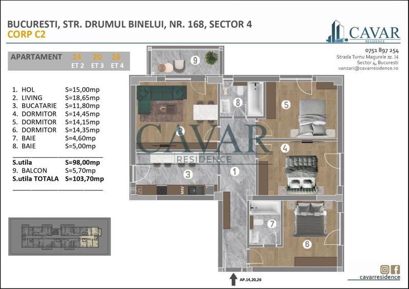 Apartament cu 4 camere în Brâncoveanu