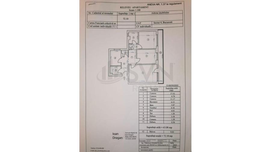 Apartament cu 3 camere decomandat în Tineretului