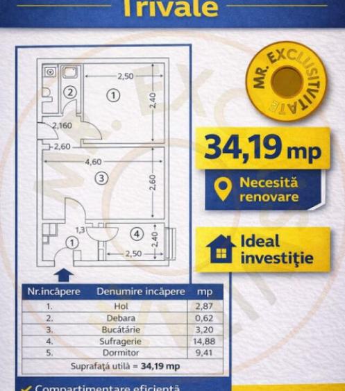 Apartament in Trivale - doua camere - 1