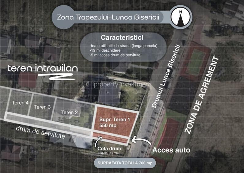 Teren intravilan | 550 mp | utilitati | 150 mp servitute | 19 ml deschidere