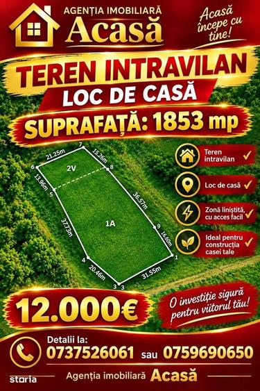 Teren de 1853 mp, în Central