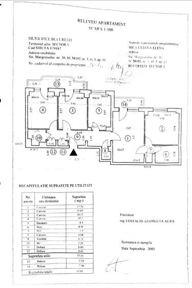 Apartament cu 4 camere semidecomandat în Mărgeanului