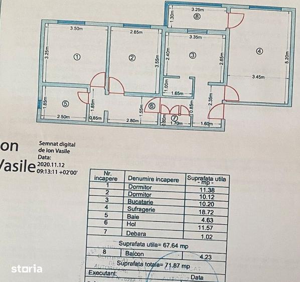 Apartament cu 3 camere decomandat în Central