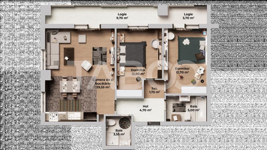 Apartament cu 3 camere decomandat în Periferie